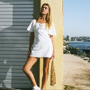 Flare Sleeve Eyelet Dress